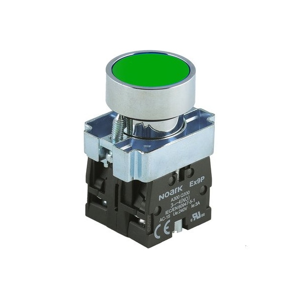 Noark Push-button - Ex9PB - 1200026 - Momentary - Round Flat - Green - 1NO+1NC EX9PBA35 - main