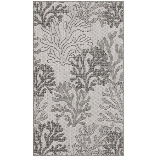 Homeroots 3' X 5' Gray Black And Ivory Nautical Indoor Outdoor Area Rug 554910 - main