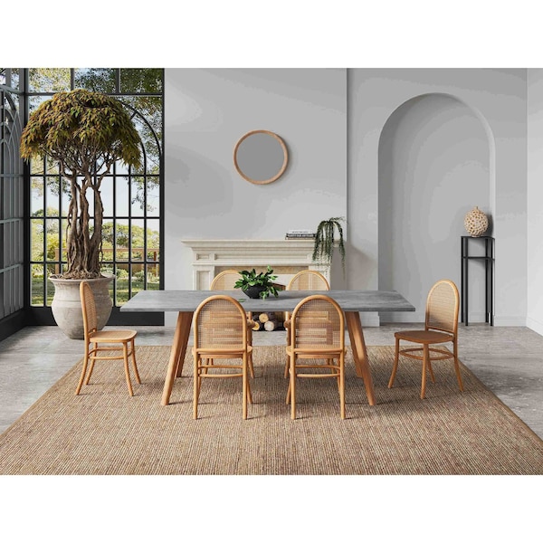Manhattan Comfort Paragon Dining Chair 2.0 in Nature and Cane, Set of 2 DCCA12-NA - main