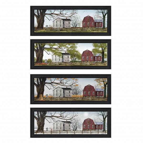 Homeroots Set Of Four Four Seasons Collection II 2 Black Framed Print Wall Art, 4PK 405761 - main