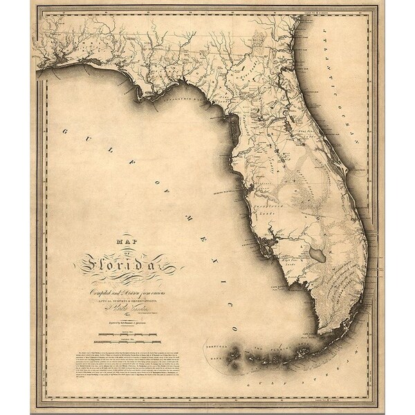 Homeroots 24" X 28" C1823 Early Map Of Florida Vintage Poster Wall Art 391958 - main
