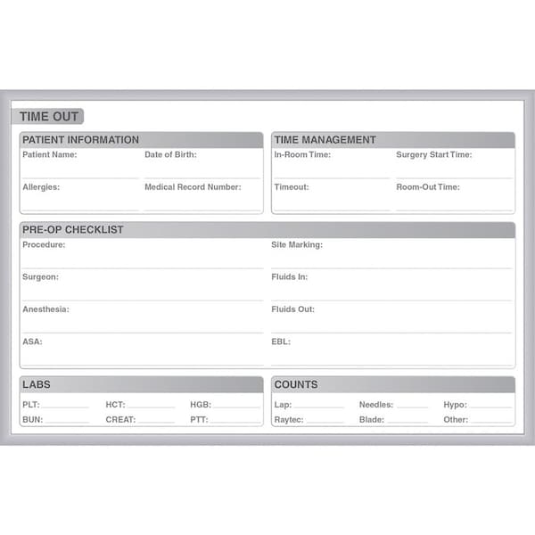 Ghent Time Out Board, Steel, 18 1/2 in, 24 1/2 in, Aluminum Frame, White/Gray, Matte GRPM312T-18 - main