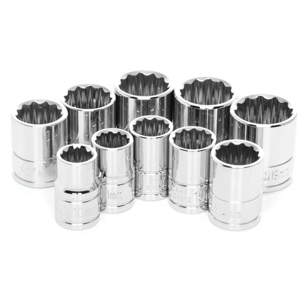 Performance Tool 10 pc. 3/8 in. Dr. 12pt Metric Socket Set, 12 Point Sockets, CrV W38800 - main