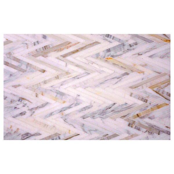 Apollo Tile Serena 9x13 White Gray Gold Calacatta Gold Mosaic Chevron Wall and Floor Tile (4 sq ft/case), 5PK APLTSC88CV06A - main