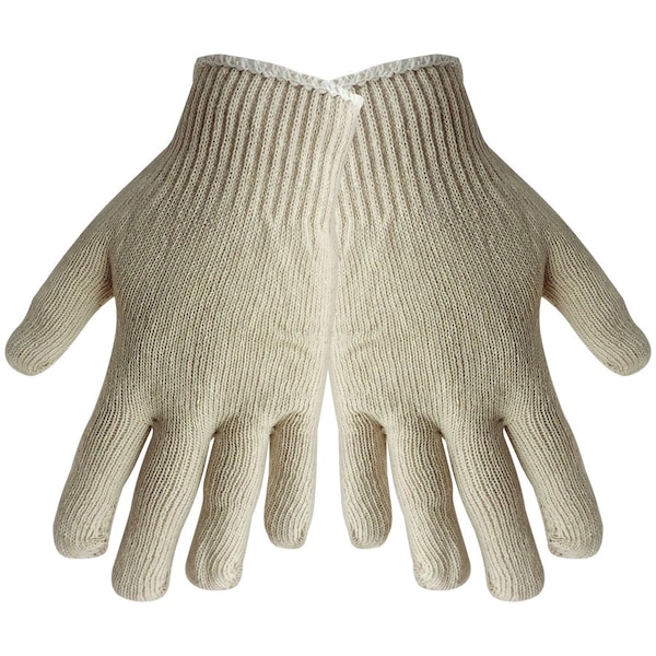 Global Glove 10 Gauge Economy Weight String Knit Gloves, Natural Color, Men's, 12PK S400 - main