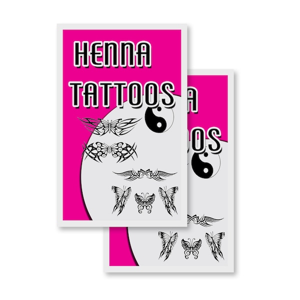 Signmission Henna Tattoos, Vinyl Decals Only 24 Inch x 36 Inch, Vinyl Decal, 2PK DSB-2436-2PACK-Henna Tattoos - main