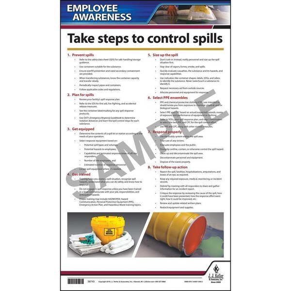 Jj Keller Workplace Spill Control Poster, English 58743 - main
