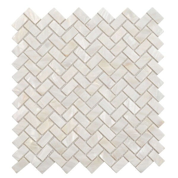 Apollo Tile Powder White 10.6 in x 11.2 in Shell Polished Floor and Wall Mosaic Tile 16.49 sqft/case, 20PK APLSMA88005A - main