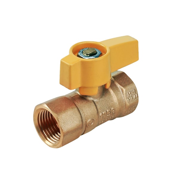Everflow FIP Gas Ball Valve, with Yellow Aluminum Alloy Handle, Brass 1/2" 4512Y - main