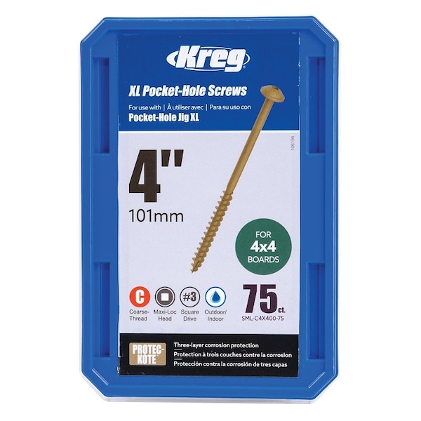 Kreg POCKET HOLE SCRW 4 in., 75PK SML-C4X400-75 - main