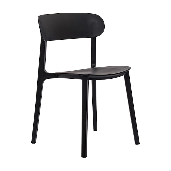 Flash Furniture Dover Indoor-Outdoor Stacking Patio Chair w/Curved Backrest, All-Weather Resin Chair in Black DHF-340-APP-BLK-GG - main