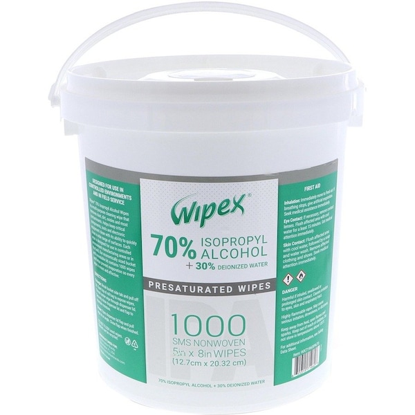 Wipex 70% Isopropyl Alcohol Wipes 1000ct Value Bucket, Lint-Free SMS Cloth Material WX71960IPA70 - main