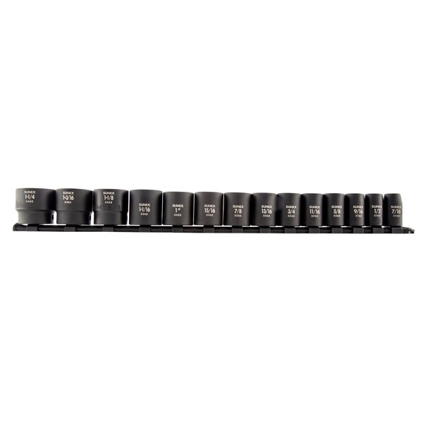 Sunex 1/2 in Drive Sae 12 Point Impact 14 Piece Set Socket Set (Rail) 2678A - main