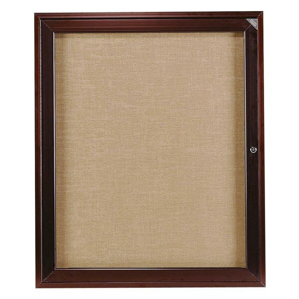 Ghent Indoor/Outdoor Enclosed Vinyl Bulletin Board, Bronze Aluminum Frame, 3'Hx2'W, 1 Door, Caramel PB13624VX-181 - main