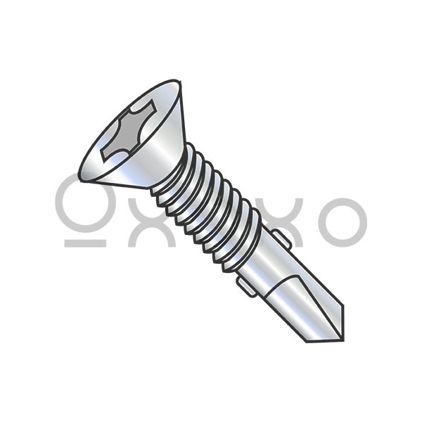 Oxoxo 12-24X2 Phil Flat Self Drill Screw #4 Point w/Wings Full Thread Machine Sc Thrd ZincBake, 1000PK 476200 - main