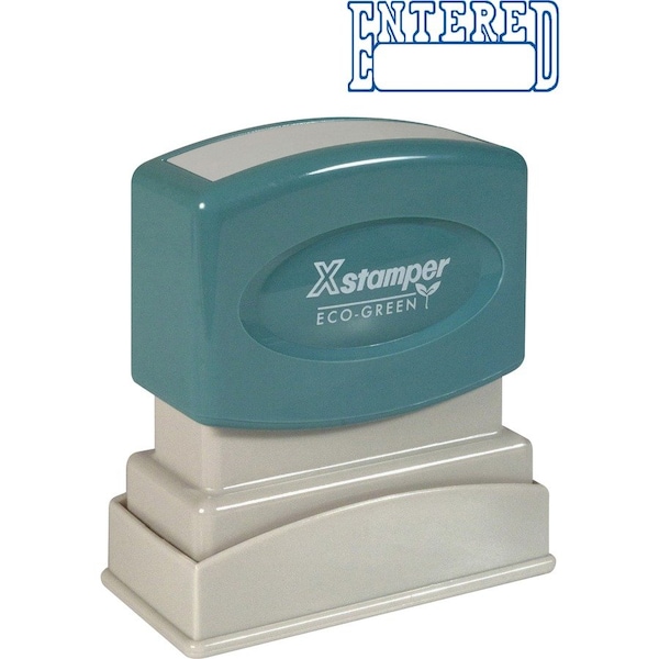 Shachihata Xstamper Pre-Inked Message Stamp, ENTERED, 1-5/8" x 1/2", Blue 1205 - main