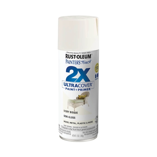 Rust-Oleum Spray Paint, Ivory Bisque, Semi-Gloss, Solvent, 12 Oz 249860 - main