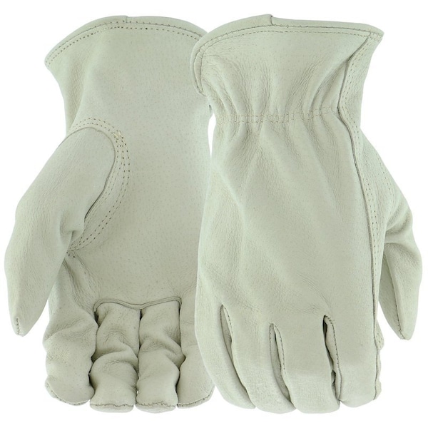 Boss Gloves, Men's, XL, 8-3/8 to 8-3/4 in L, Keystone Thumb, Elastic Cuff, Pigskin Leather, White B83071-XL - main