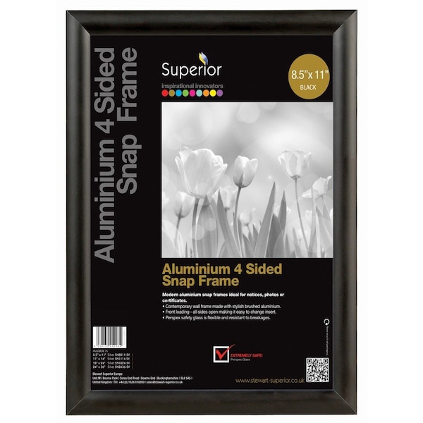 Seco Poster Snap Frame, 8.5" x 11", Black SN8511BLACK - main
