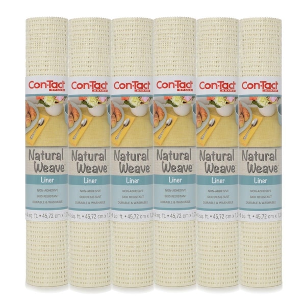 Con-Tact Brand Natural Weave Non-Adhesive Contact Shelf and Drawer Liner, 12' x 4', White Lattice Weave, 6 Rolls 04F-CWV62-06EC - main