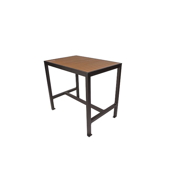 Bfm Seating Longport 4-Leg Bar Height Bolt-Down Table 32x48, Synthetic Teak Top, Black Frame PH4L3248TKBLT - main