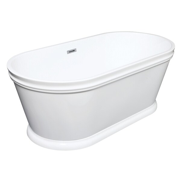 Kingston Brass 60" Acrylic Oval Double Ended Pedestal Tub with Drain, No Faucet Drillings, Glossy White VTPDE602922 - main