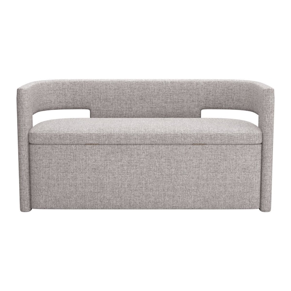 Homeroots 55in Gray Fabric and Wood Upholstered Bench 720918 - main