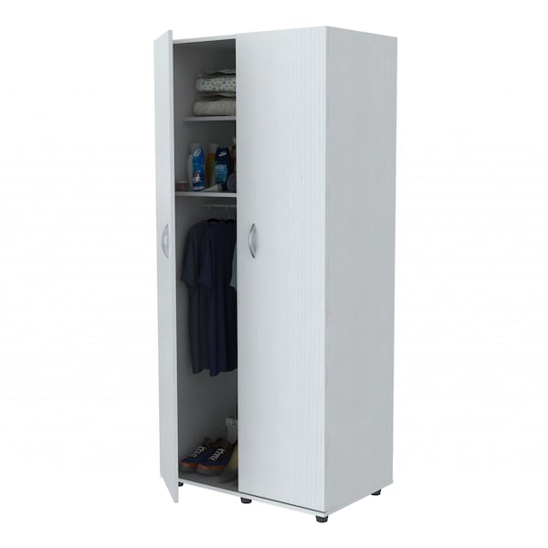 Homeroots White Finish Wood Wardrobe with Two Doors 249836 - main