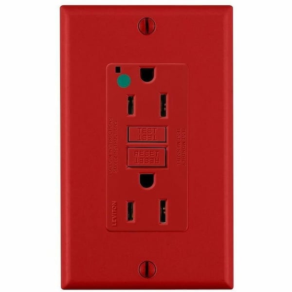 Leviton Self-Test GFCI Receptacle, Hospital Grade, 15 Amp, 125 Volt, 5-15R NEMA GFNT1-HGR - main