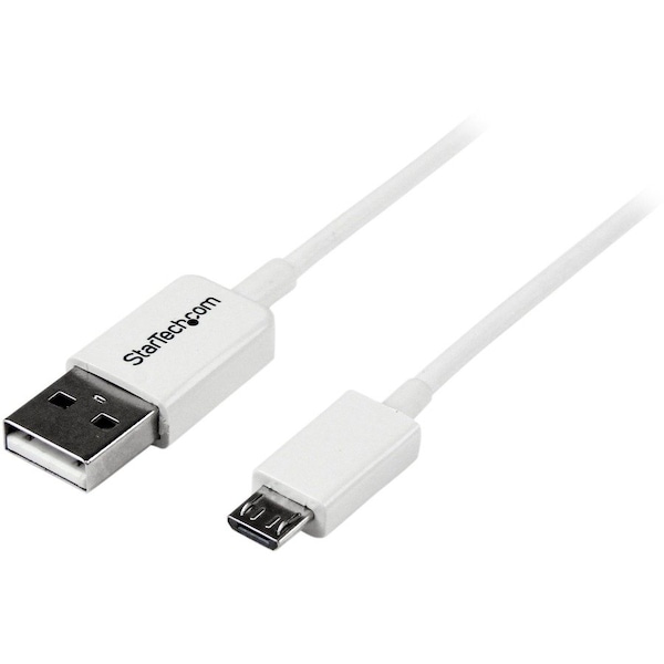 Startech.Com 0.5M WHITE MICRO USB CABLE A TO MICRO B USBPAUB50CMW - main