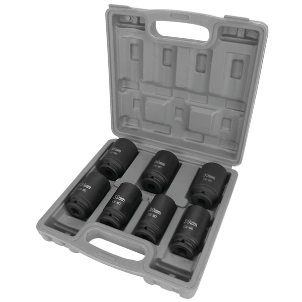 Performance Tool 7 pc. 1/2 in. Axle Nut Socket Set, Deep Sockets, SAE/Metric, Storage Case W89323 - main