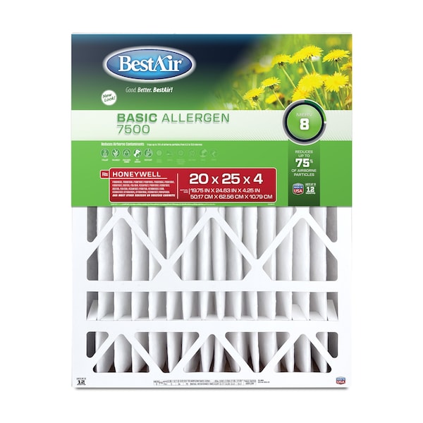 Freudenberg Filtration Technologies Pleated Air Filter, MERV 8, 3 PK BA4-2025-8 - main