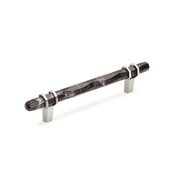 Amerock Carrione 5-1/16 in 128 mm Center-to-Center Marble Black/Polished Nickel Cabinet Pull BP36649MBKPN - main