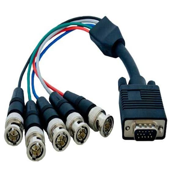 Sanoxy 1ft VGA HD15 Male to 5 BNC RGBHV Male Monitor Cable, Black SNX-CBL-LDR-MO106-1101 - main