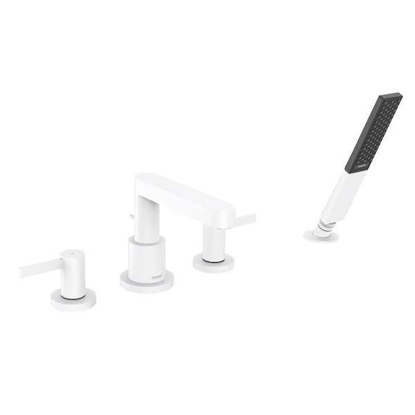 Hansgrohe Finoris 4-Hole Roman Tub Set Trim with 1.75 GPM Handshower in Matte White 76443701 - main