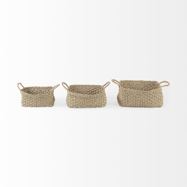 Homeroots Set of Three Natural Wicker Basket, 3PK 392164 - main