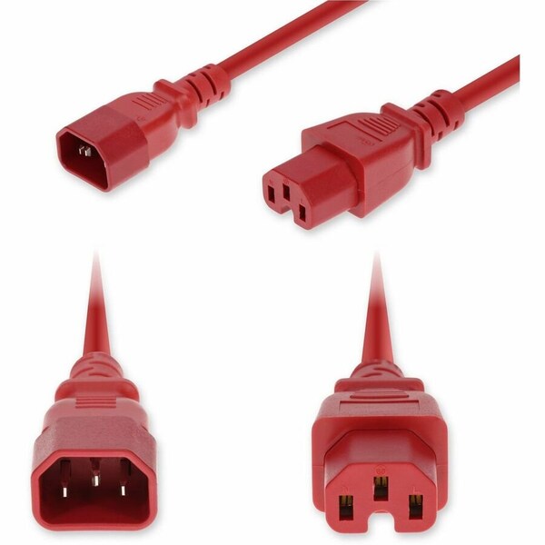 Add-On 3FT C14 MALE TO C15 FEMALE STANDARD COMMERCIAL TEMP 14 AWG 250V AT 15A PVC SJT ( ADD-C142C15C14G3FRD - main