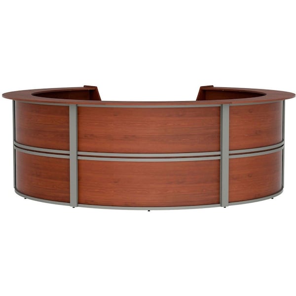 Linea Italia Reception Desk 11.1 ft D X 46 in H, 11.8 ft W X Thermofused Laminate, Cherry ZUC299 - main
