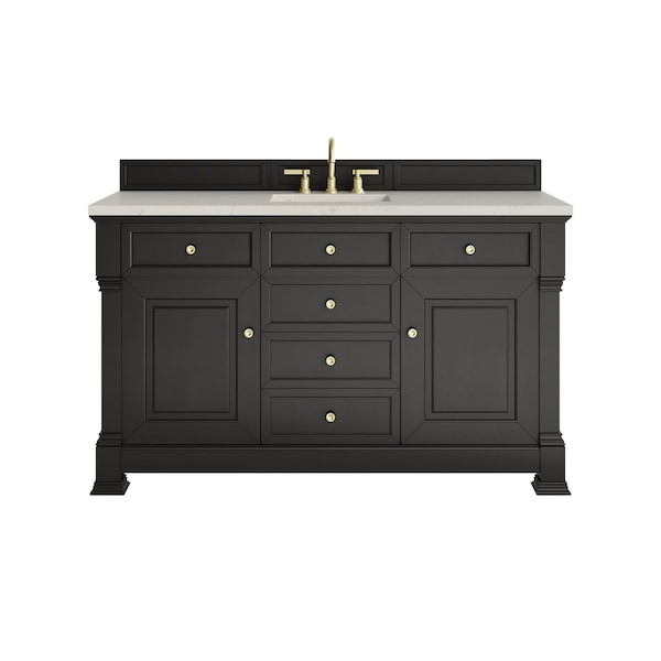 James Martin Vanities Brookfield 60" Single Vanity, Black Onyx, w/ 3 CM Siberian Silestone Top w/FreePower Wireless Charger 547-V60S-BKO-FSFR - main