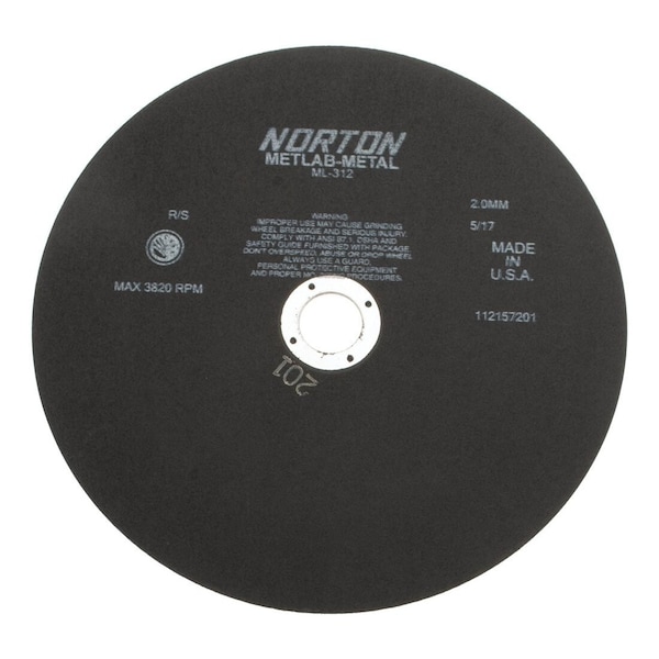Norton Co Cutoff Wheel: 12 in Dia, 5/64 in Thick, 1 1/4 in Hole, Aluminum Oxide 66253322153 - main