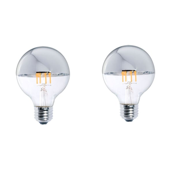Bulbrite 40W Equivalent Warm White Light G25 Dimmable LED Half Chrome Light Bulb, 2PK 861425 - main