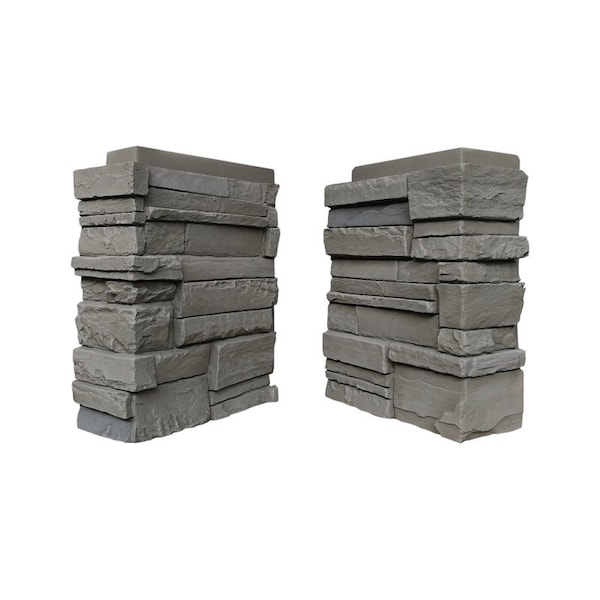 Durakwik Stone Siding Corner, 13 in L, 10 in W, 4 in Thick, Interlocking Edge, Stacked Stone Profile, 4PK 310ATC - main