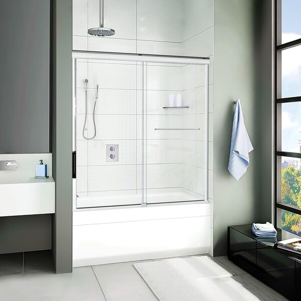 Fab Glass And Mirror Bypass Sliding Tub Shower Door Sorrento Economy Series Adjustable 56in-60in Width 62in Height - Se SHSO60X62CH - main