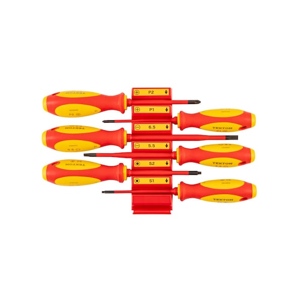 Tekton 6pc Phillips, Slotted, Square Insulated Screwdriver Set w/Red Mod Organizers (#1-2, 5.5-6.5mm, #1-2) DVZ90105 - main