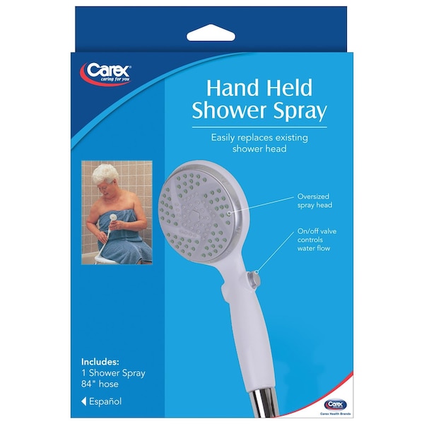 Carex Health Brands White Shower Spray 8 in. H X 2.5 in. L FGB21500 0000 - main