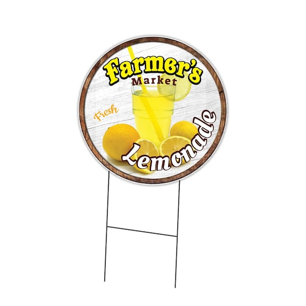 Signmission Farmers Market Lemonade Double Sided Corrugated Plastic Circle Yard Sign, C-24-CIR-DS-WS- Lemonade C-24-CIR-DS-WS- Lemonade - main