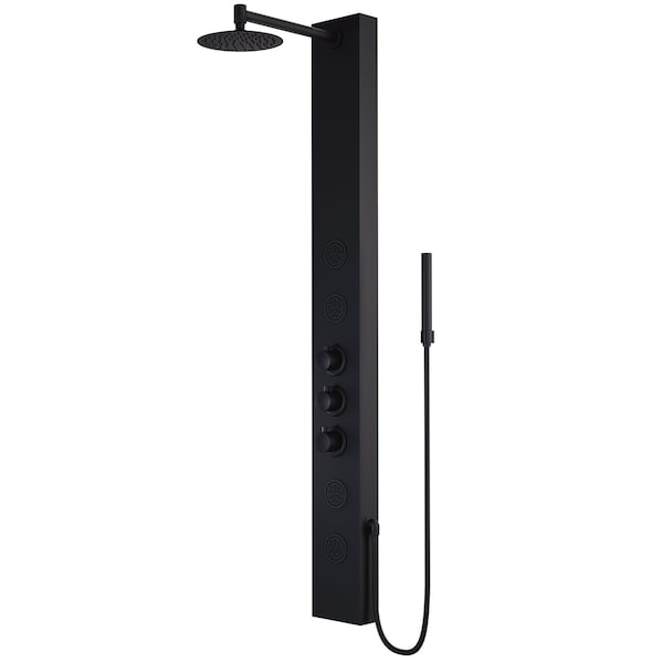 Vigo Ellington 59 in. H x 6 in. W 4-Jet Shower Panel System with Round Head and Hand Shower Wand in Black VG08013MB - main