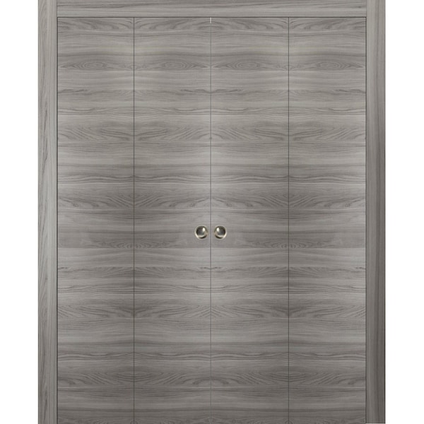 Sartodoors Sliding Closet Double Bi-fold Doors, Planum 0010 Ginger Ash, Sturdy Tracks Moldings Trims Hardware PLANUM0010DBF-GA-72 x 84 (4* 18x84) - main
