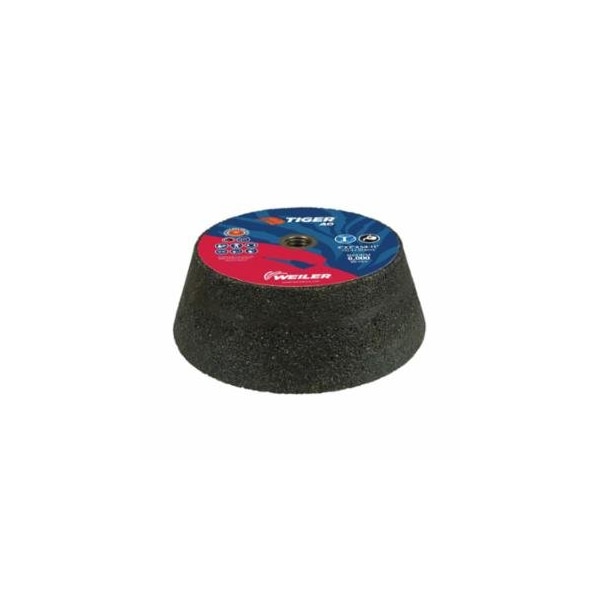 Weiler Tiger Flaring Cup Wheel, 6 in/4-3/4 in dia x 2 in T x 5/8 in-11 Arbor, 1 in Rim, 16 Grit, AO, 5PK 804-68356 - main