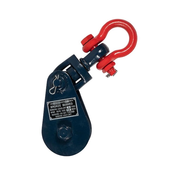 Mytee Products 4 Ton Snatch Block with Shackle Wire Rope Sheave Tow Shackle Tree Sling Wrecker SB45-4-Shackle - main